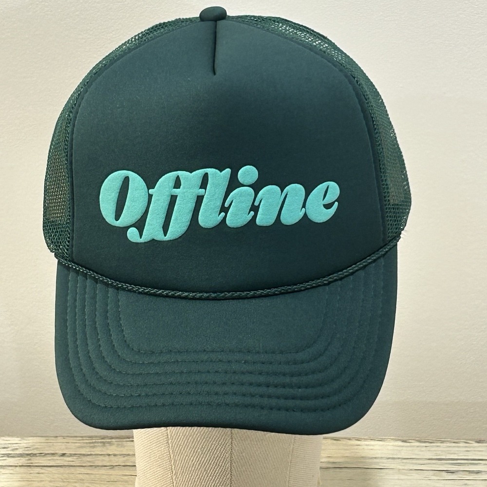 Offline Trucker Hat Cap Snapback Green Foam Mesh Back Spell out‎ Adjustable NEW